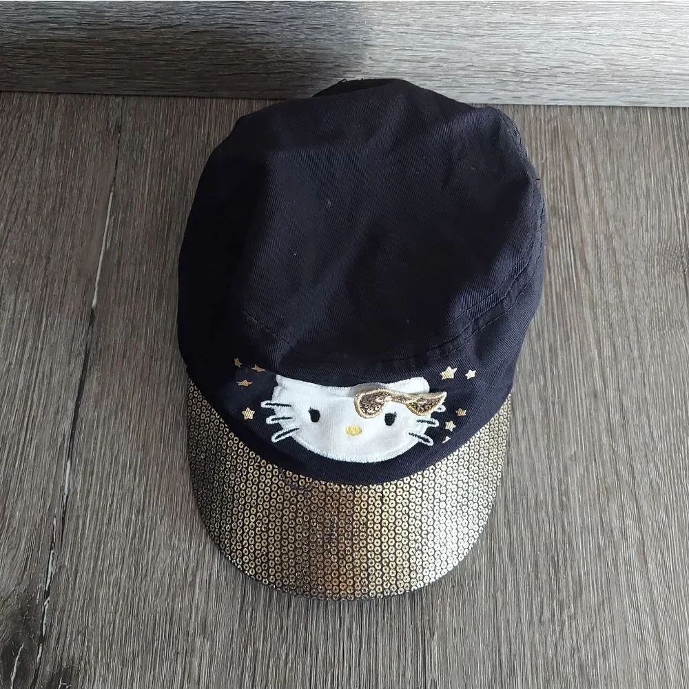 Hello Kitty Black and Gold Kids Cadet Cap